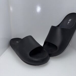 NWT 32 Degrees Cushion Slides M 7-8, W 9-10 Black‎ Soft Sandals Beach Pool